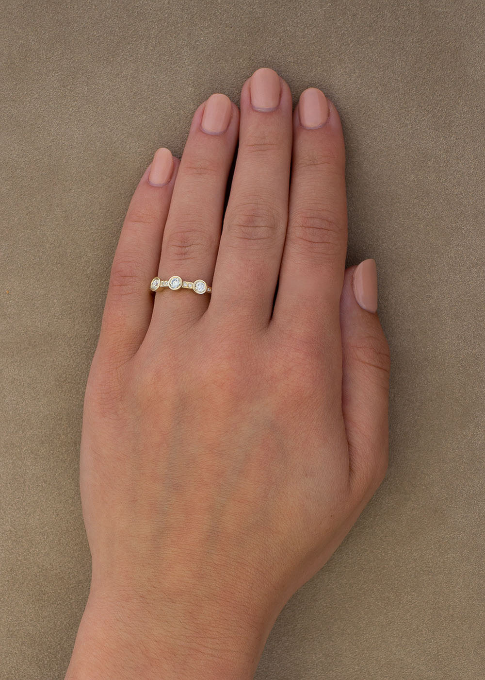 In Stock | 3-Stone White Diamond Theia Ring